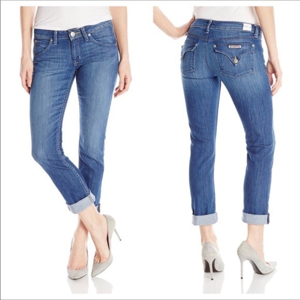 Hudson Bacara Crop Straight Cuffed Jeans in Dean Wash
